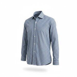 Hugo Boss Sharp Fit Blue and Gray Windowpane Plaid Long Sleeve Shirt Size 16.5